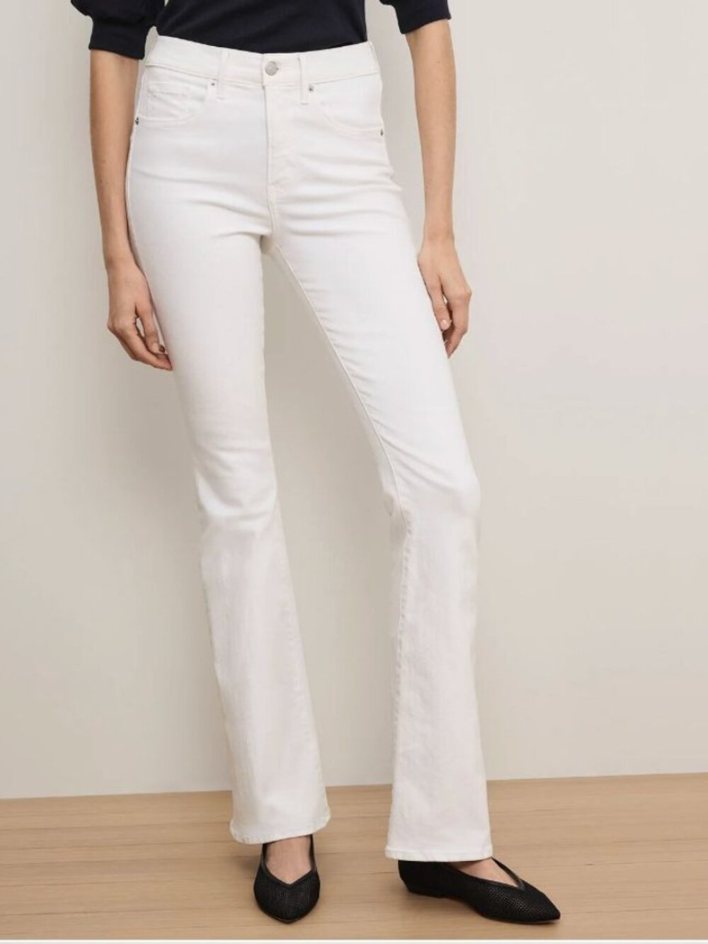 Veronica Beard Beverly Skinny Flare High Rise White Size 24 Effortless Weekend